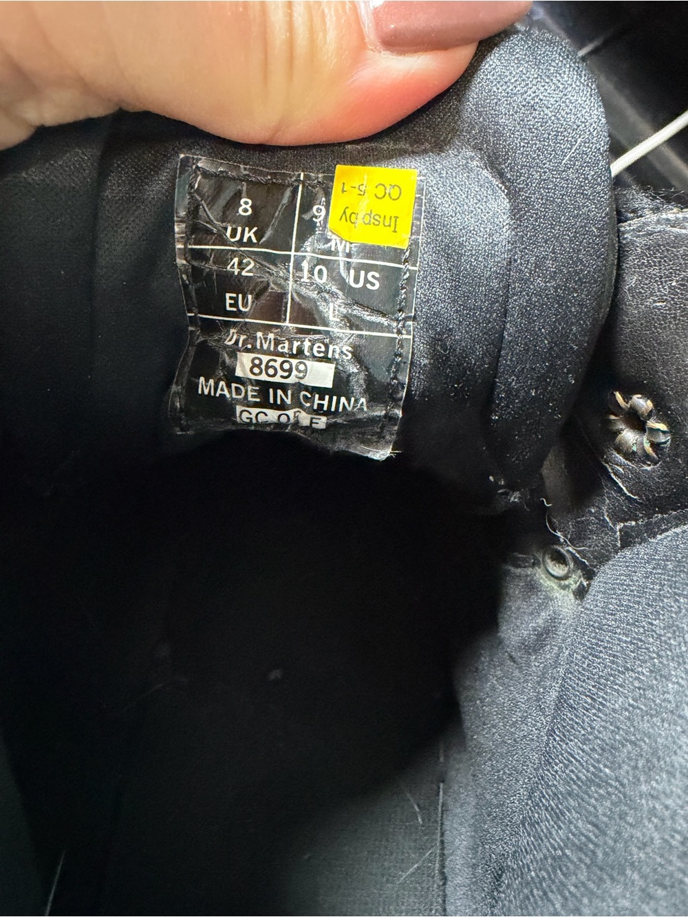 Dr. Martens Men’s Black Leather Lace-Up Boots with Yellow Stitching - Picture 6 of 8